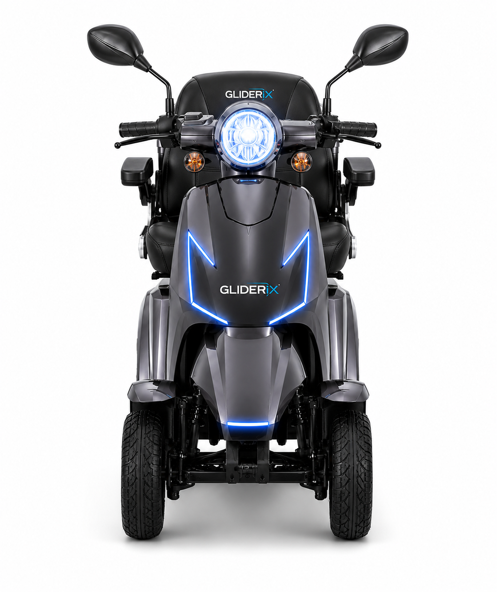 GLIDERiX Elite 4-Wheel Electric Mobility Scooter with LED Lighting & Rear Storage Box