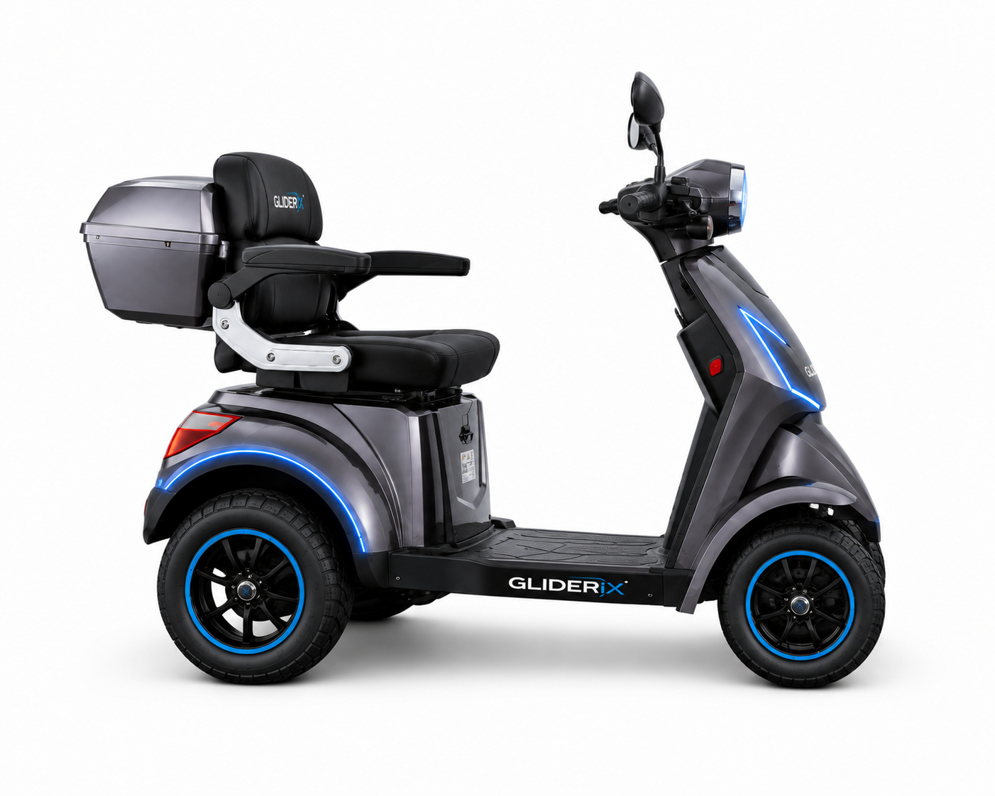 GLIDERiX Elite 4-Wheel Electric Mobility Scooter with LED Lighting & Rear Storage Box